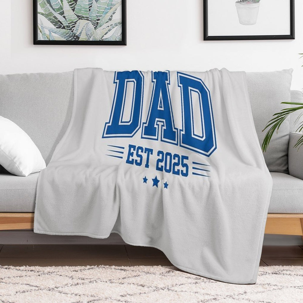 New Dad Varsity Style Shirt Est 2025 Gift Fathers Day Newborn Sustainable Throw Blanket