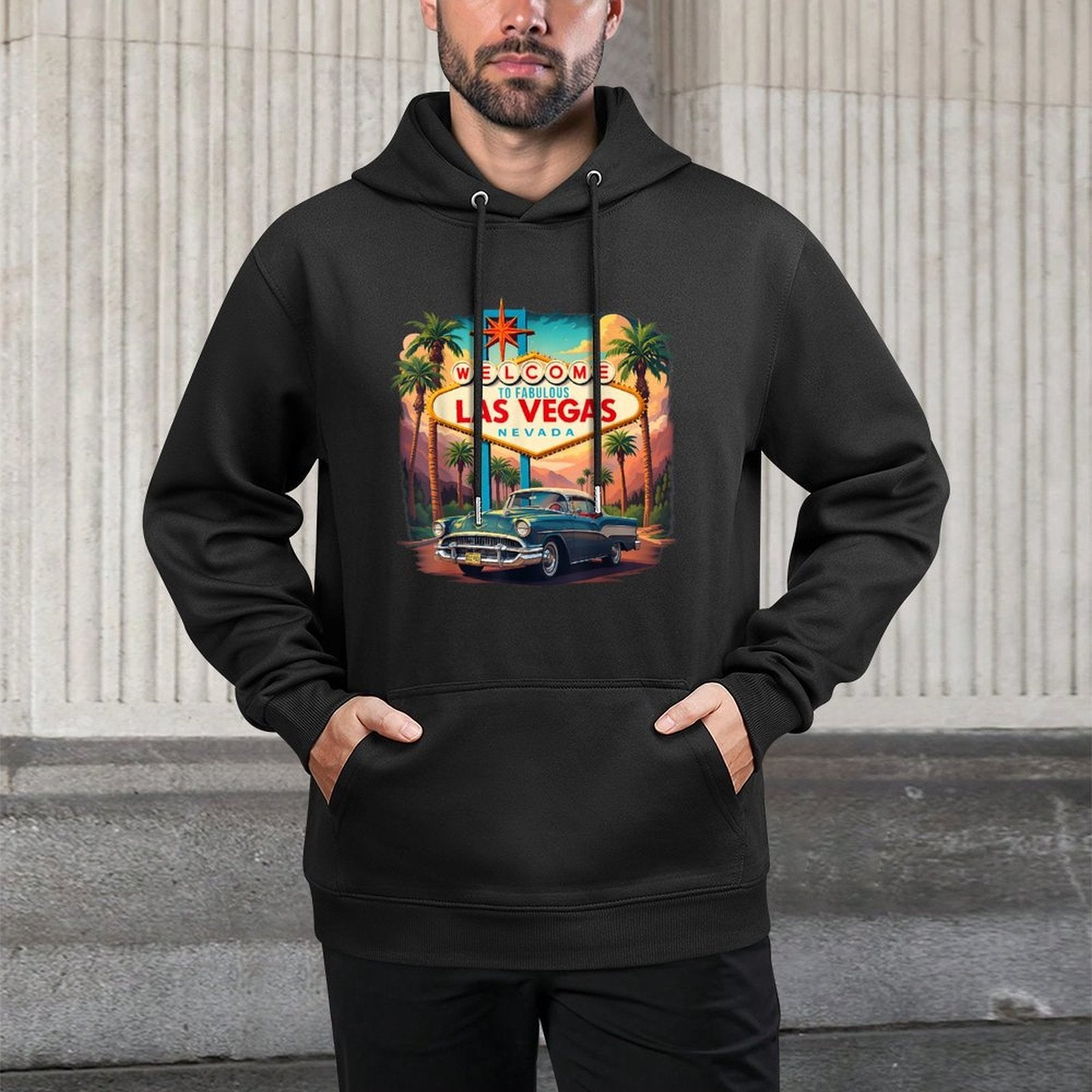Retro Las Vegas Nevada Las Vegas Souvenir Vacation Trip Medium-Weight Fabric Hoodie
