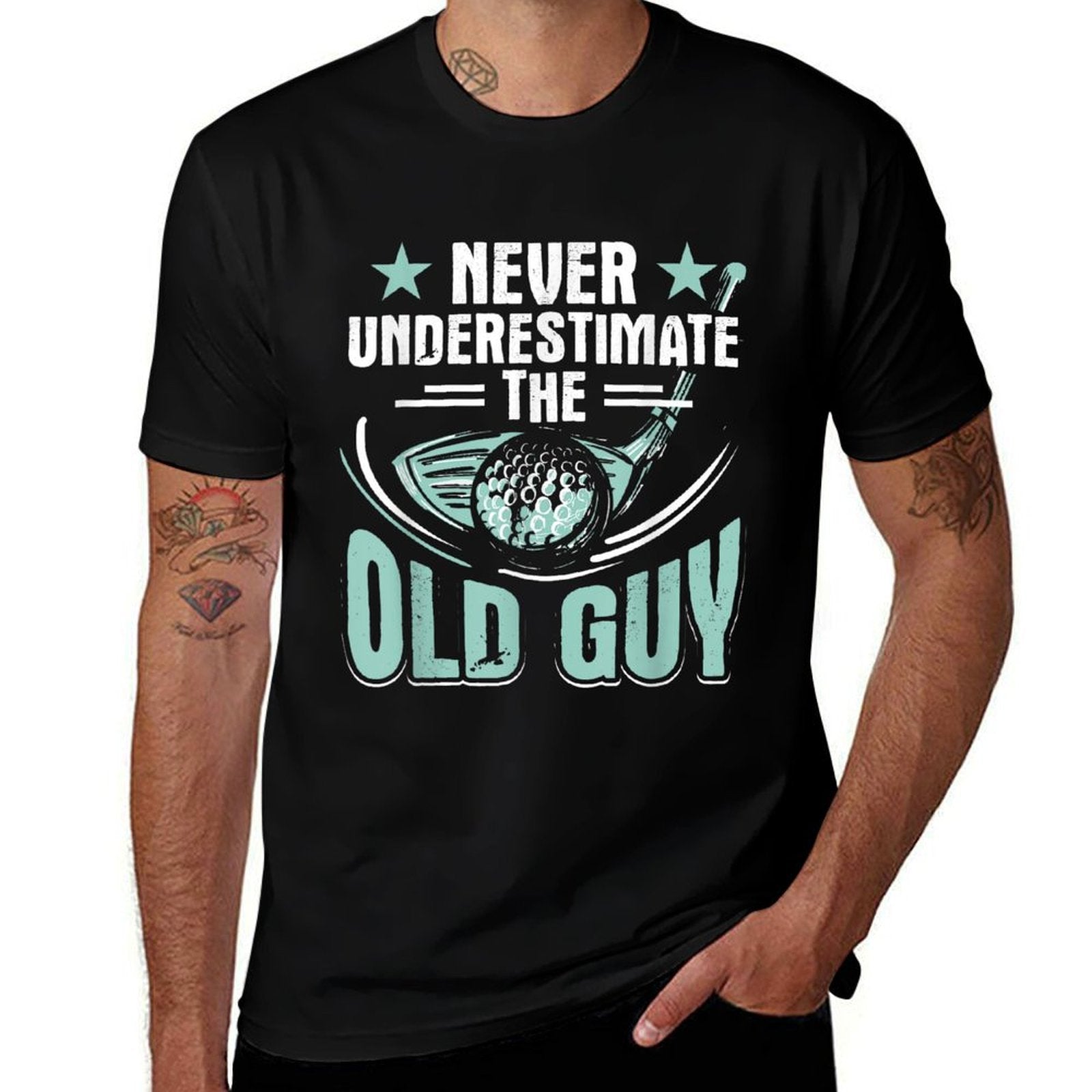Golf Golfer Never Underastimate The Old Guy  Easy-care T-Shirt
