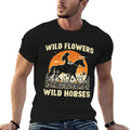 Wild Flowers Horses Cowgirl Retro Rodeo Girls Kids Women  Soft T-Shirt