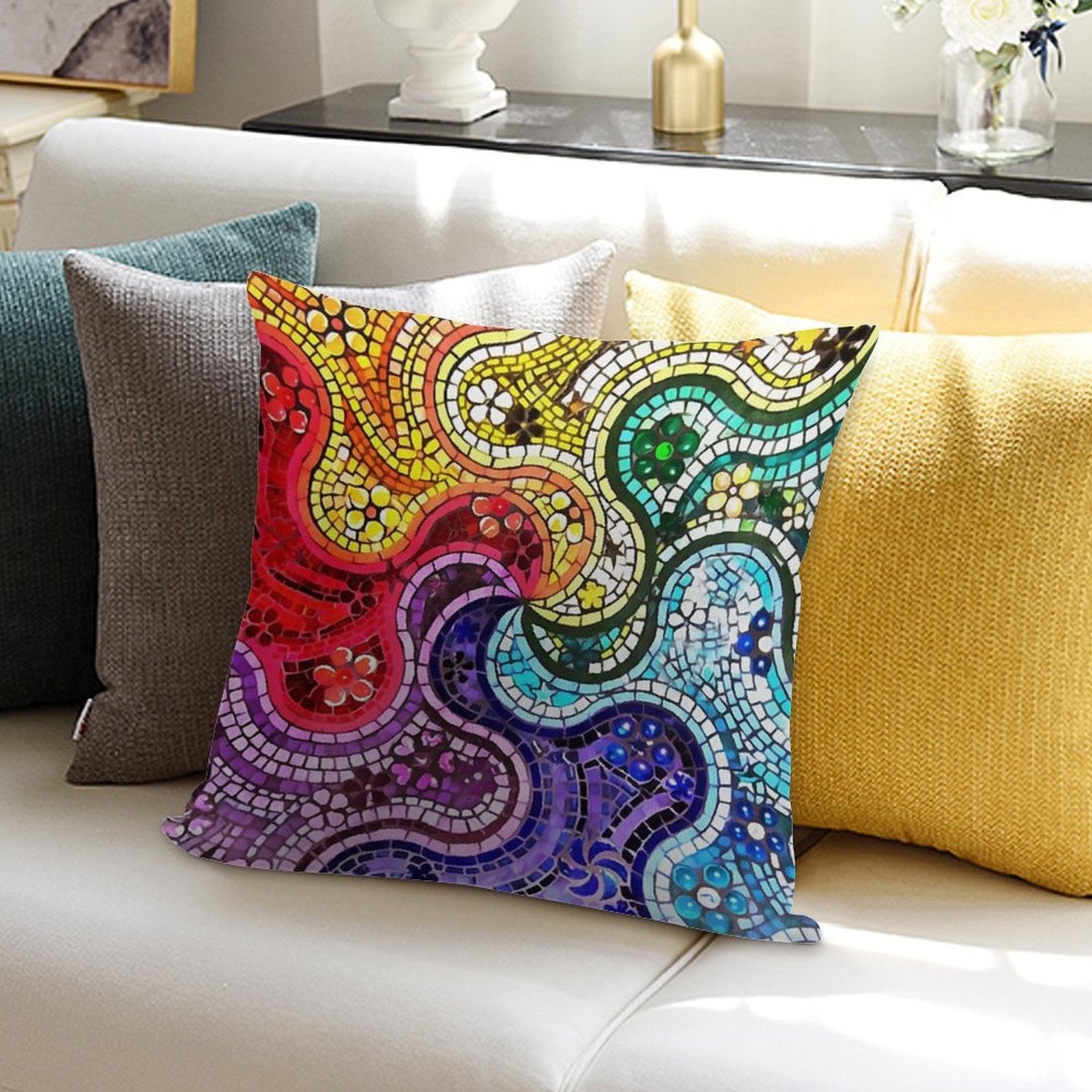 Gaudi Barselona Mosaic Soft Multiple Sizes Throw Pillow