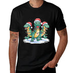 Funny Christmas Santa Reindeer Cute Dinosaur Santa Christmas  Lightweight T-Shirt