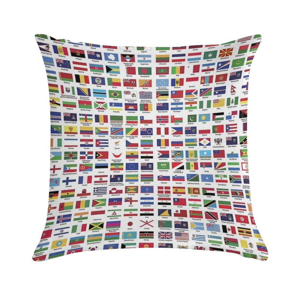 World Flags with Country Names Soft Home Decor Throw Pillow
