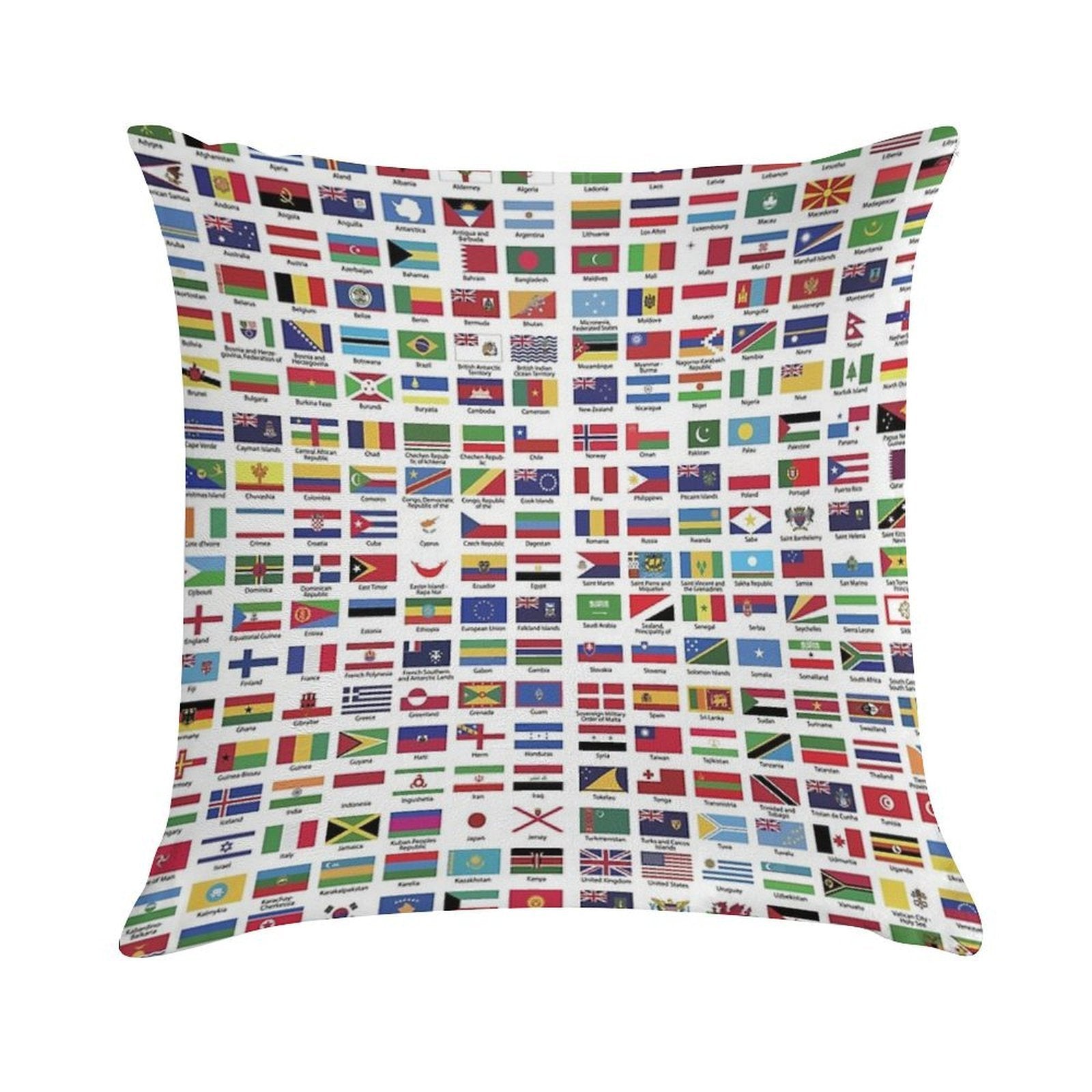 World Flags with Country Names Soft Home Decor Throw Pillow