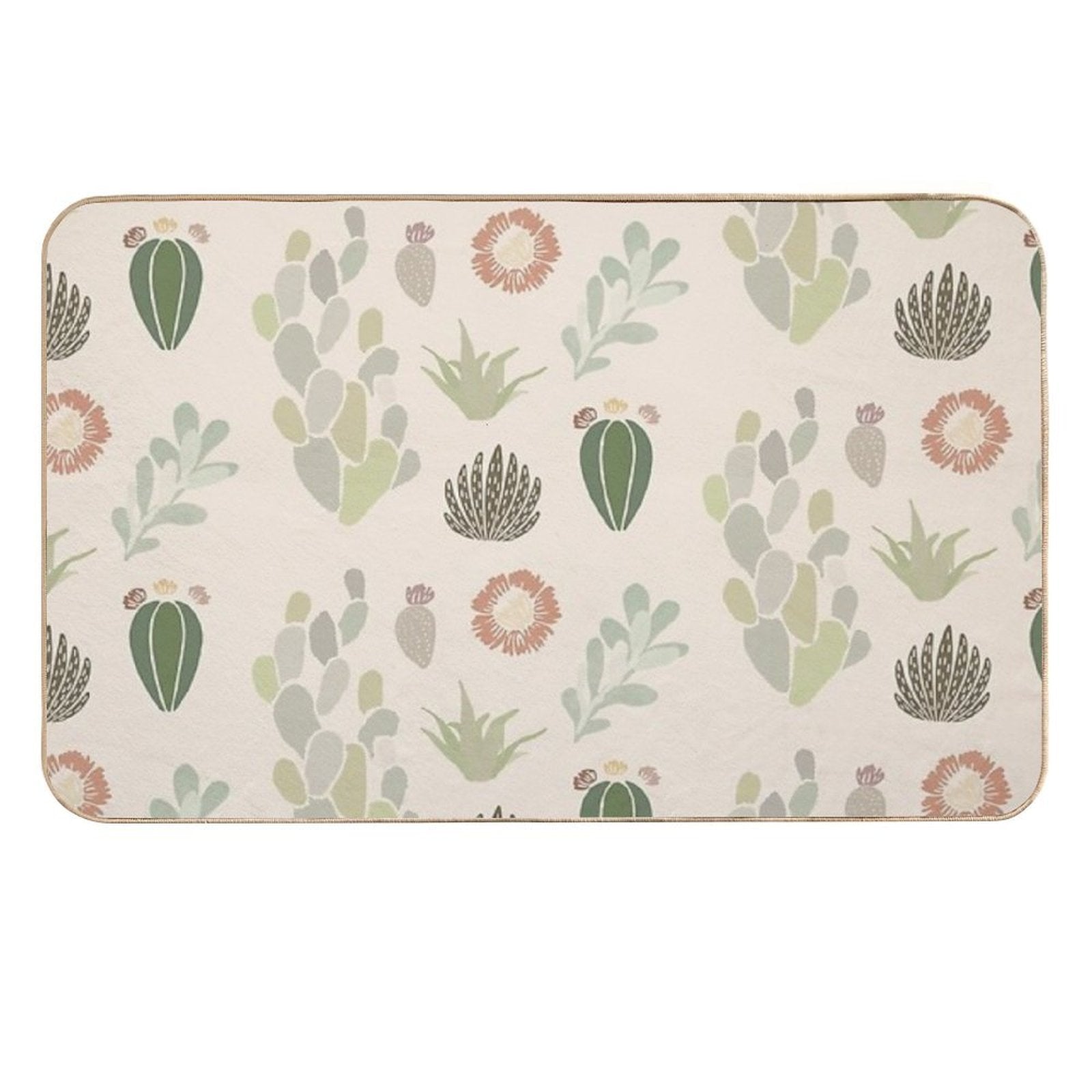 Cactus Pattern Print  Toxin-Free Bath Mat