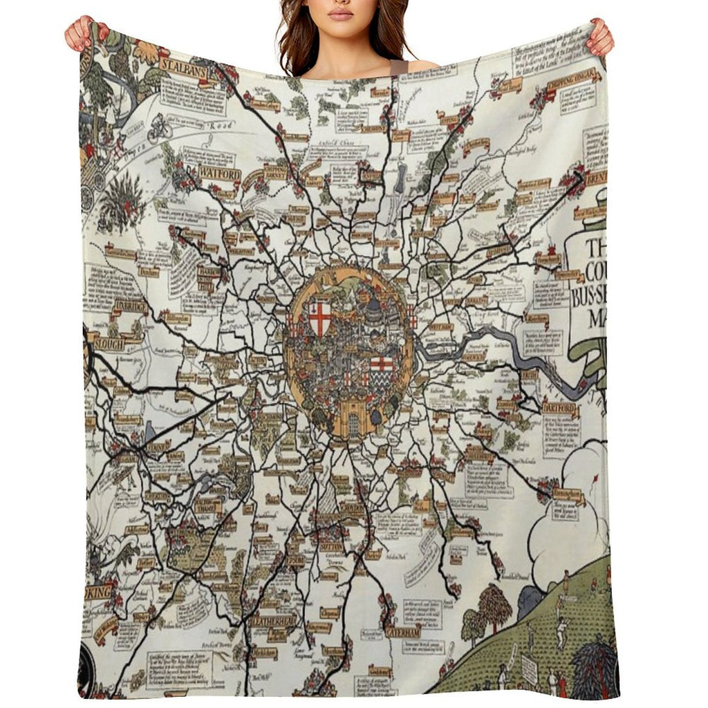 1928 Vintage London Bus-Services Map Lightweight Throw Blanket