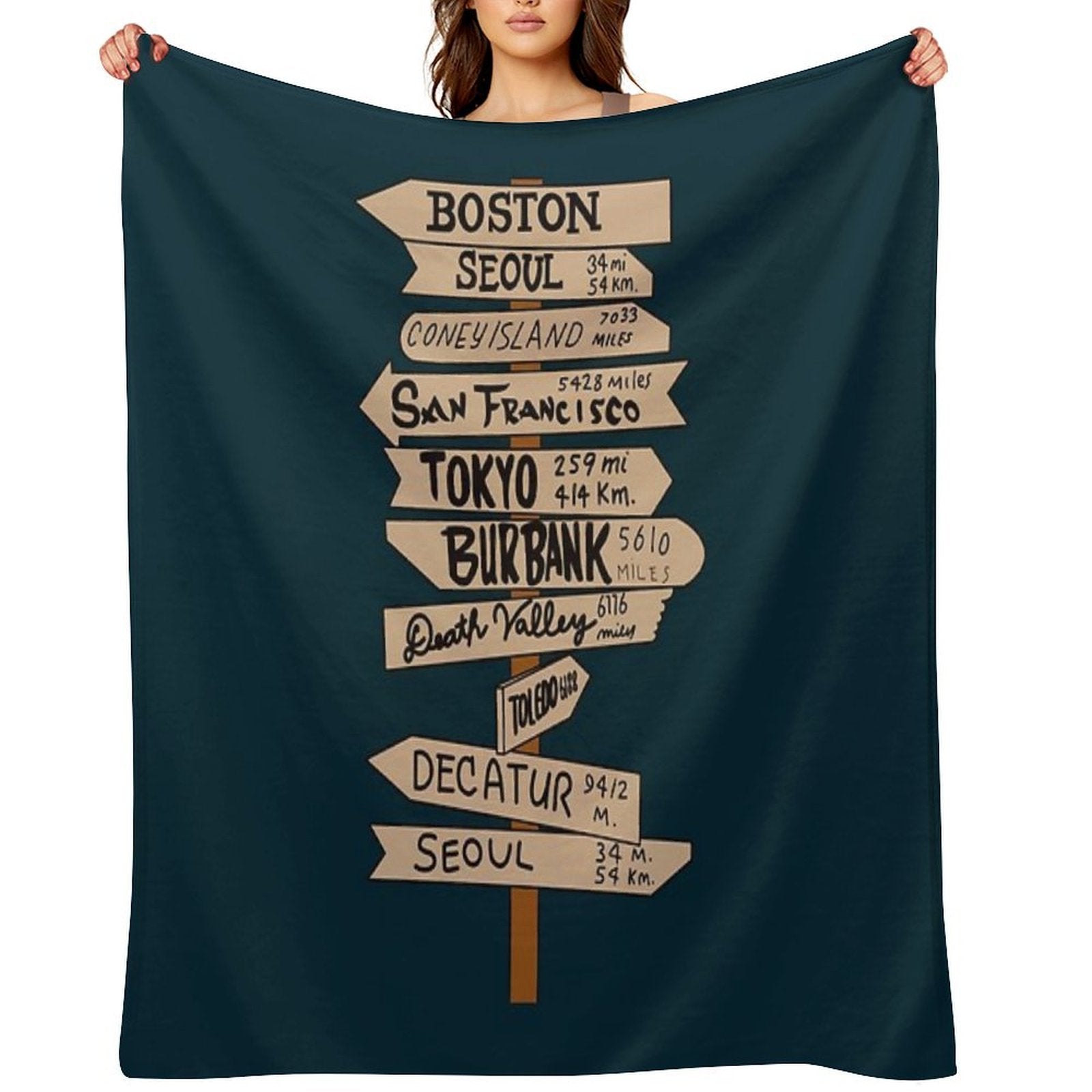 Mash Location Signpost25 Easy Care Throw Blanket