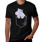 Funny Kawaii Kids Girls Pocket Hippo Lover  Soft T-Shirt
