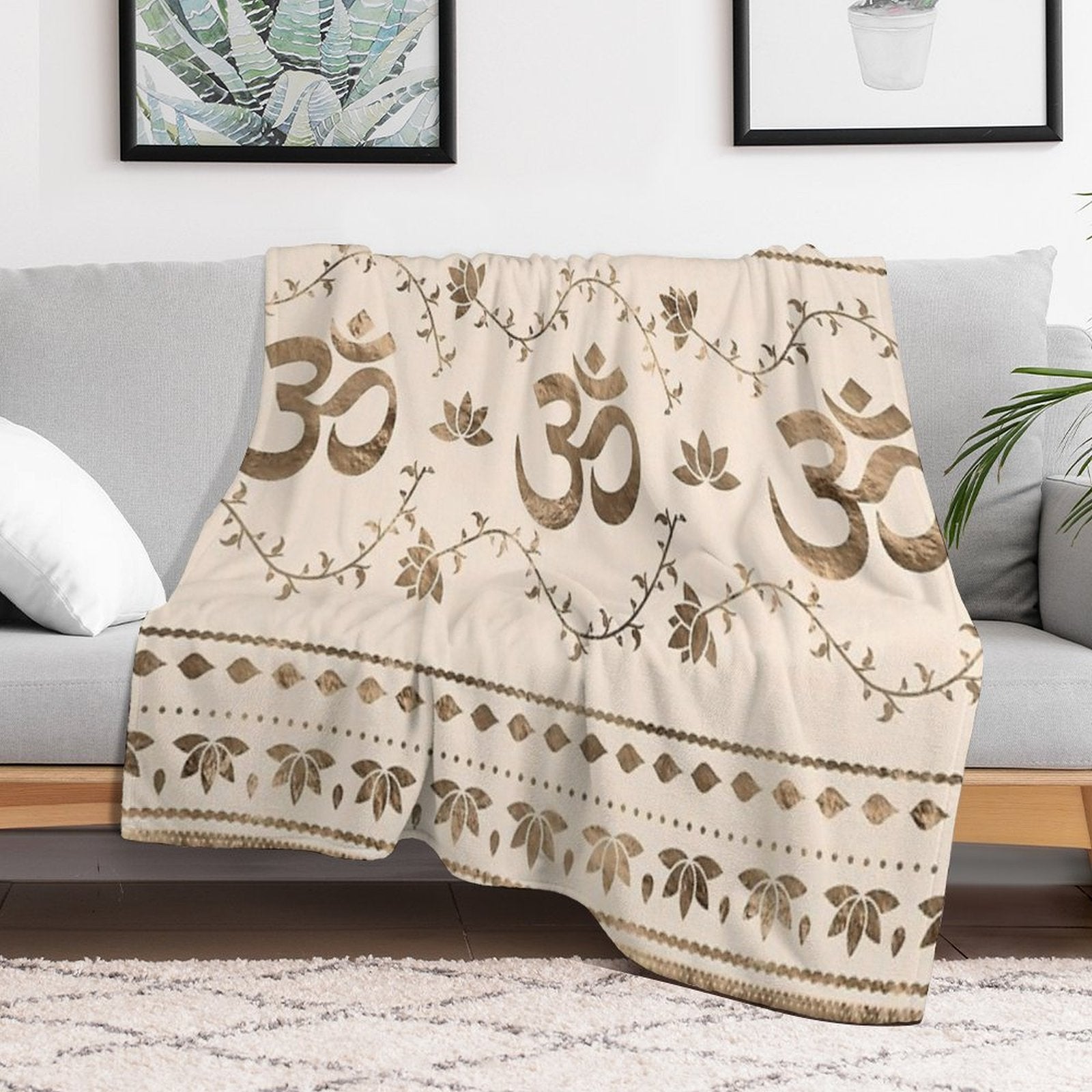 OM Symbol Ornament - Pastel Gold Durable Throw Blanket