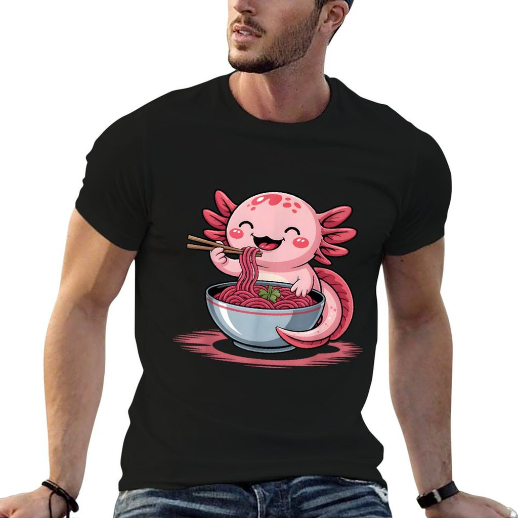 Funny Axolotl Noodle Gifts Anime Kawaii Axolotl Eating Ramen  Tagless Design T-Shirt
