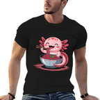 Funny Axolotl Noodle Gifts Anime Kawaii Axolotl Eating Ramen  Tagless Design T-Shirt