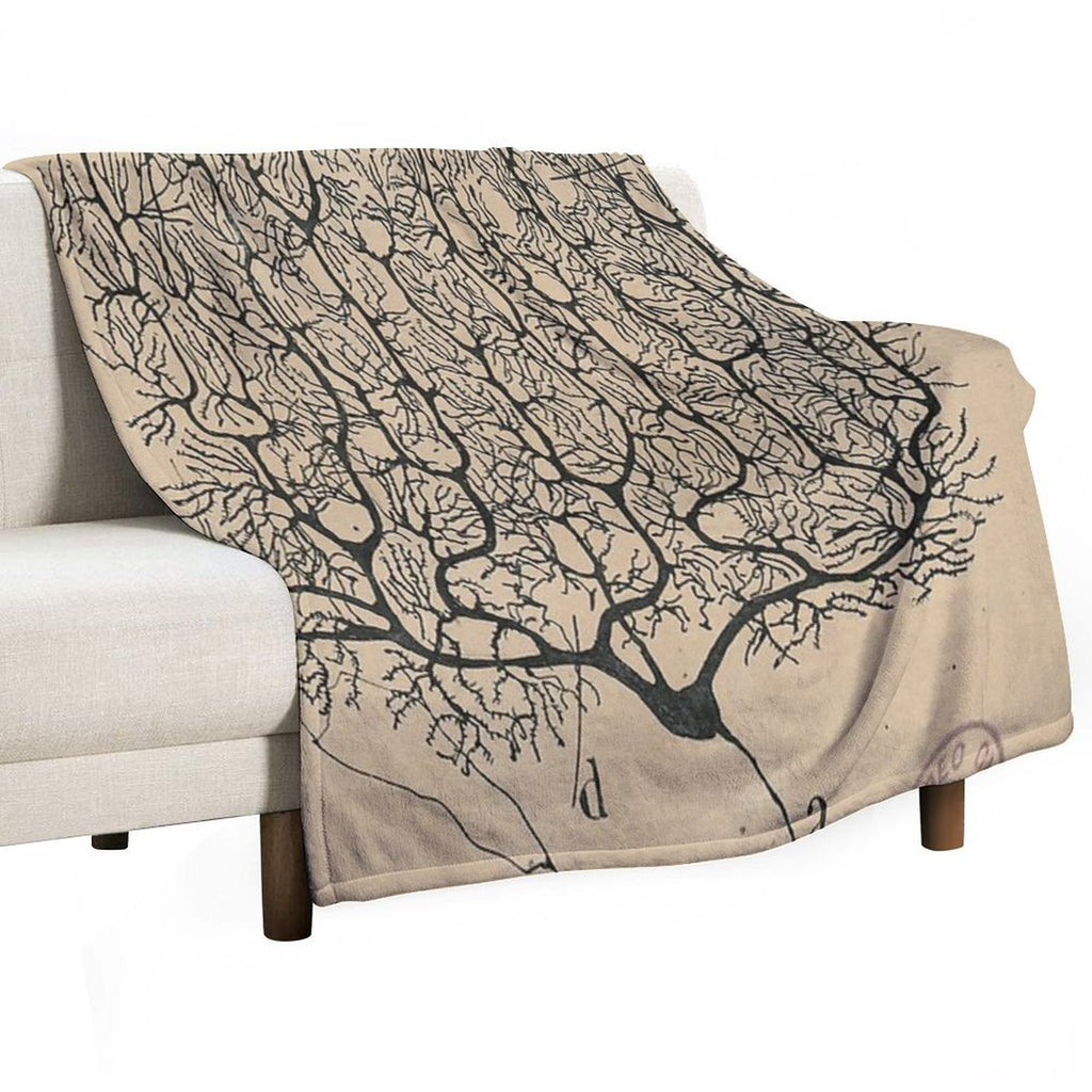 Cajal's Neurons Sketch Wrinkle-free Throw Blanket