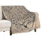 Cajal's Neurons Sketch Wrinkle-free Throw Blanket