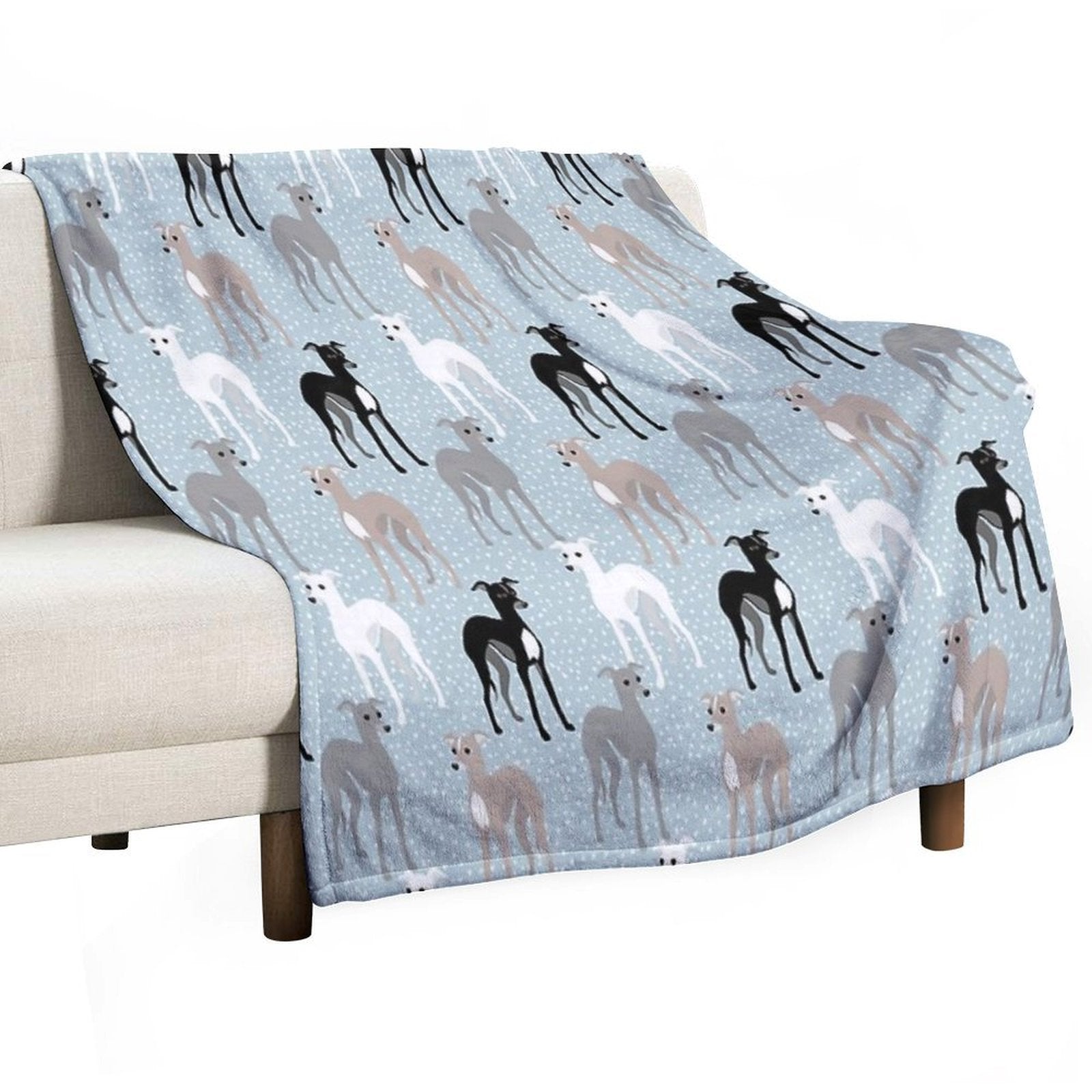 Italian Greyhounds Mid-Century Modern Pattern Wrinkle-free Throw Blanket