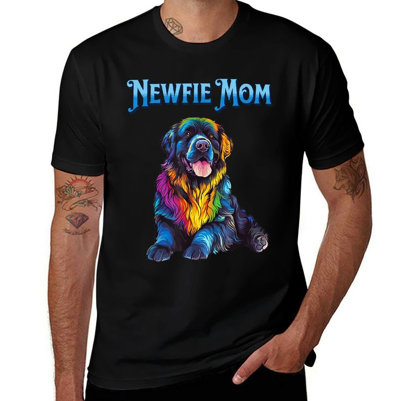 Newfoundland Newfie Dog Mom Vibrant Colorful Design for Men Women  Tagless Design T-Shirt