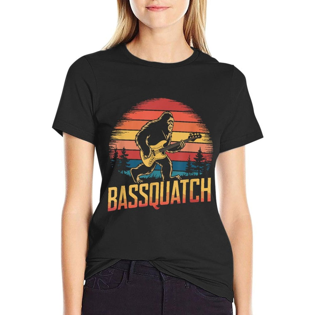 Bassquatch, Retro Bigfoot Bass Guitar Sasquatch  Fade-proof Color T-Shirt