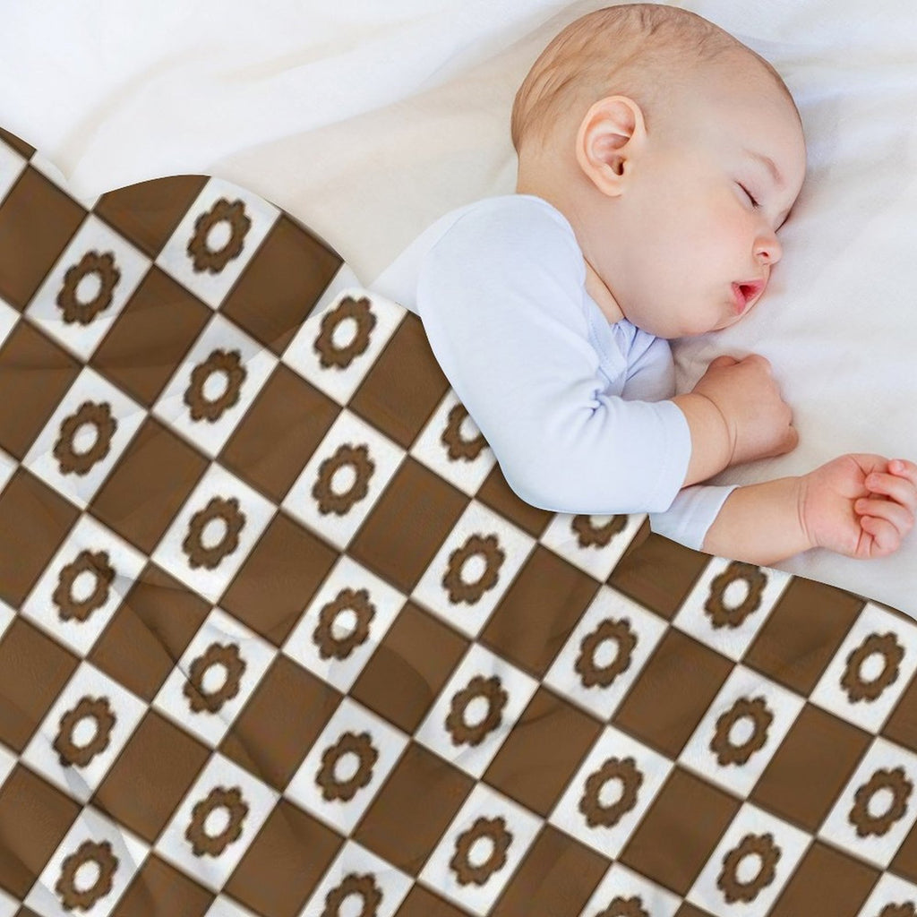 Flower Checker Plush Throw Blanket