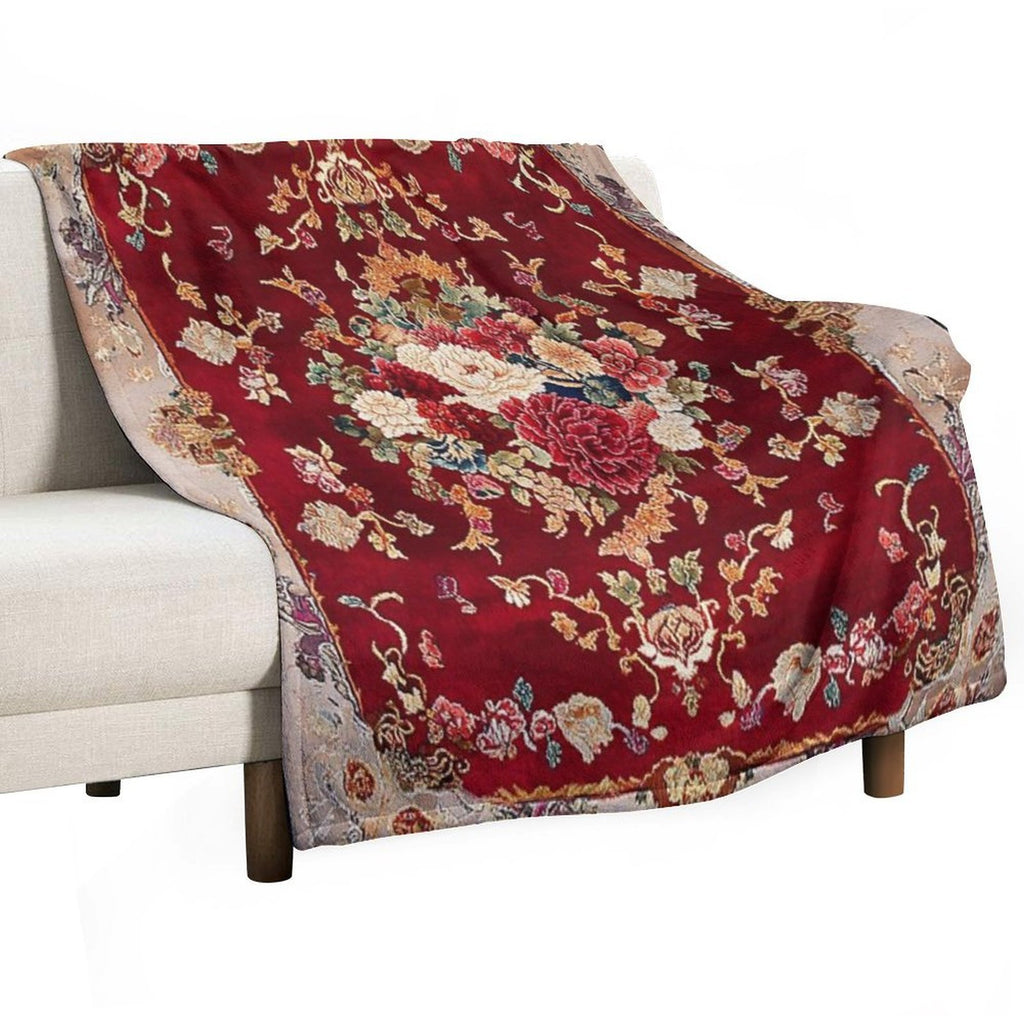 Ancient Emperor Chinese Floral Royal Carpet Multi-functional Throw Blanket