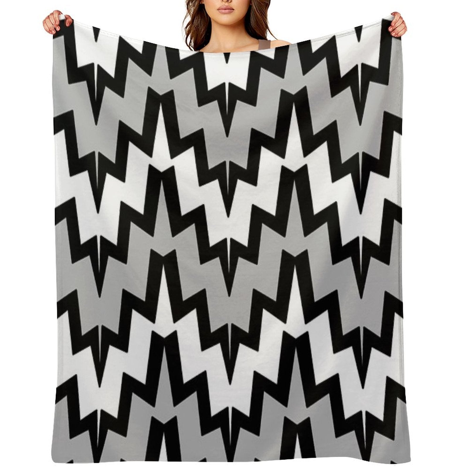 Abstract Geometric Pattern - Gray, Black And White. Eco-conscious Throw Blanket