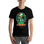 Christmas Vacation Neon Clark Christmas  Ribbed Collar T-Shirt