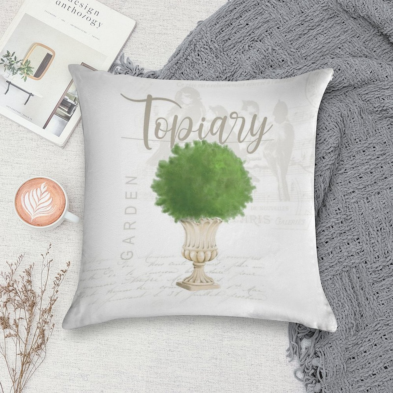 Topiary #2 Soft Reinforced Edging Throw Pillow