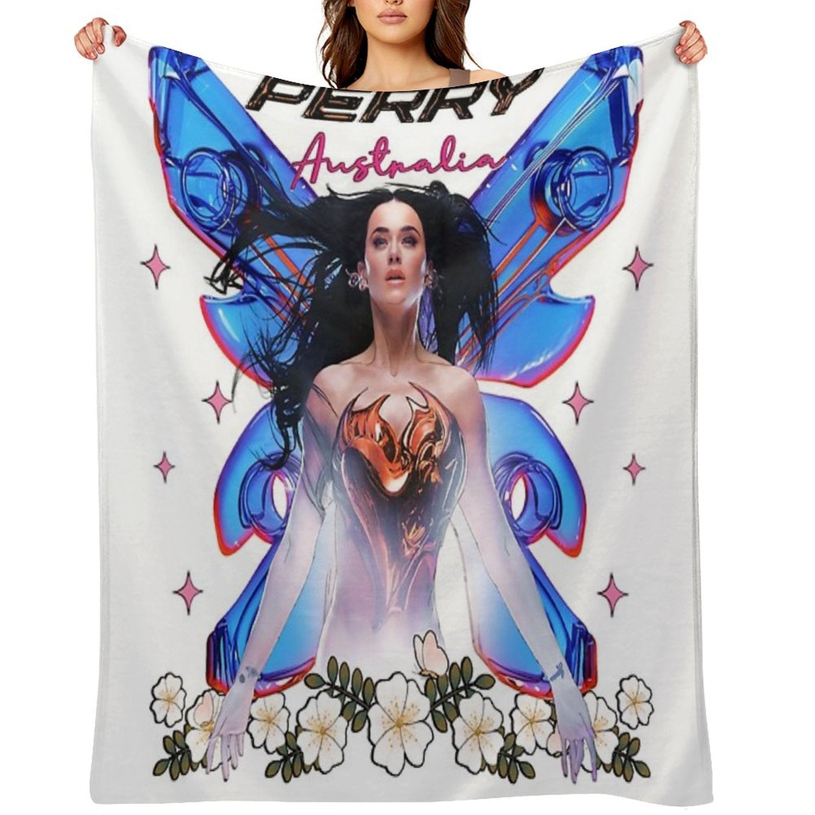 Perry Tour 2025  Katy Australia Print Tee  Butterfly Inspiration  Lifetimes Concert Tour Gift Men Woman Kids Multi-functional Throw Blanket