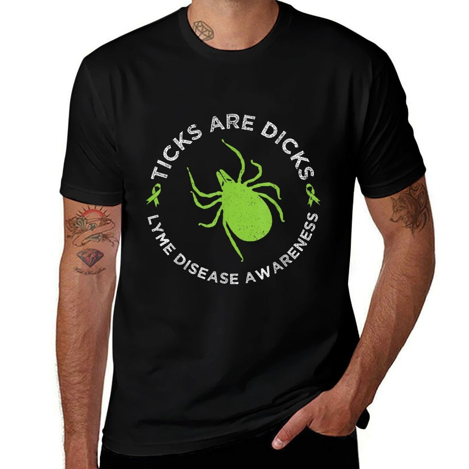 Ticks Are Dicks Lyme Disease Awareness Ribbon Funny  Versatile T-Shirt