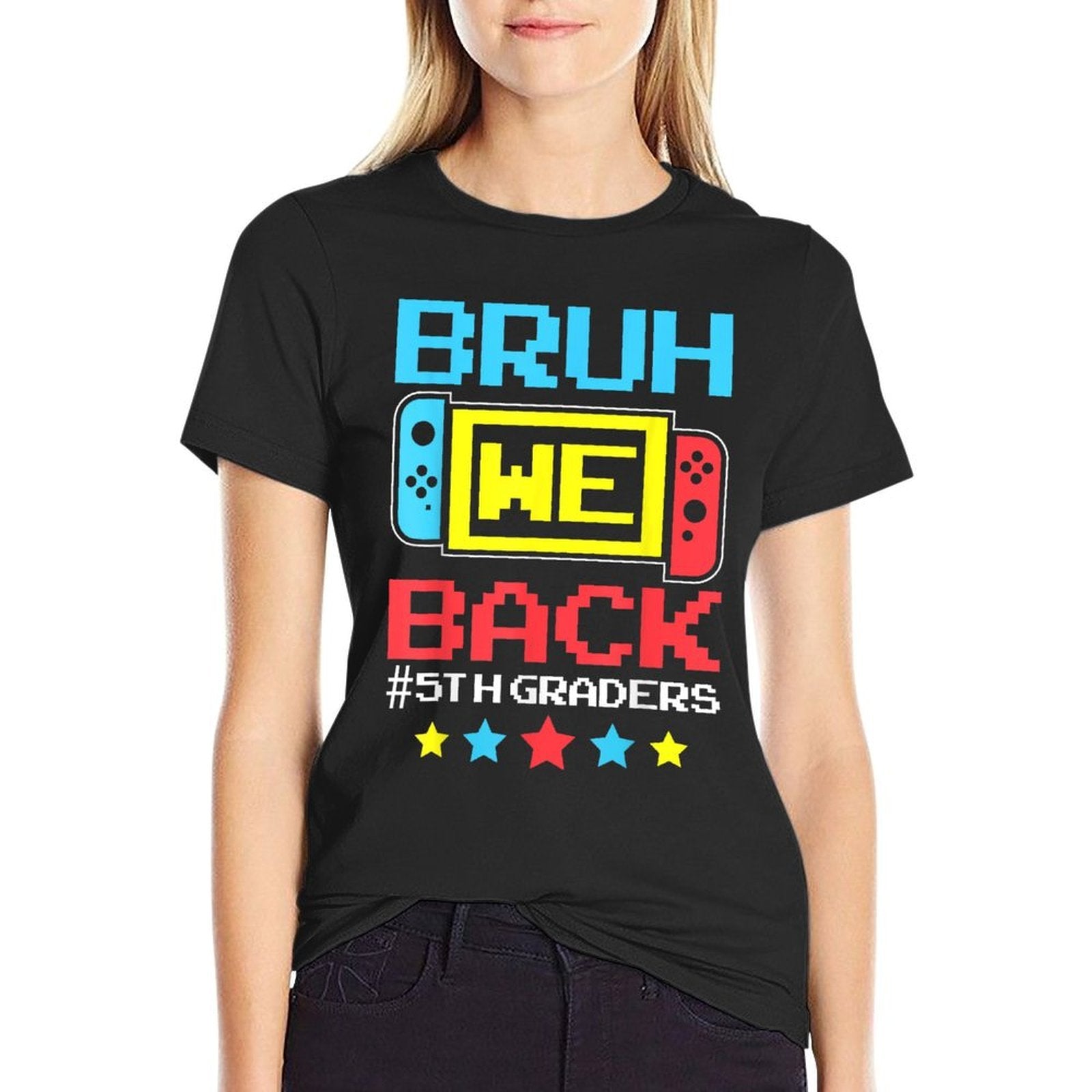 Bruh We Back 5th Graders Back To School Video Game Boys Kids  Eco-friendly Material T-Shirt