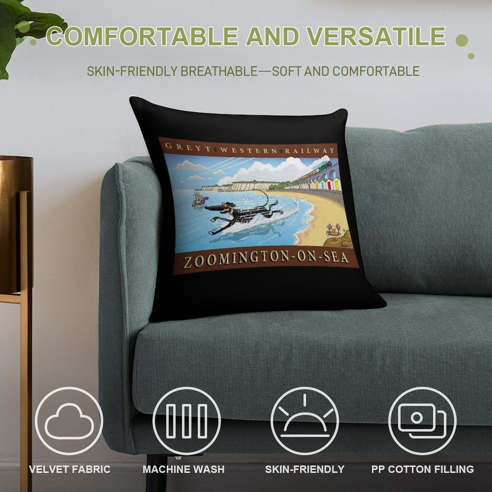 Greyt Western Zoomington-on-sea Soft Gift Ready Throw Pillow