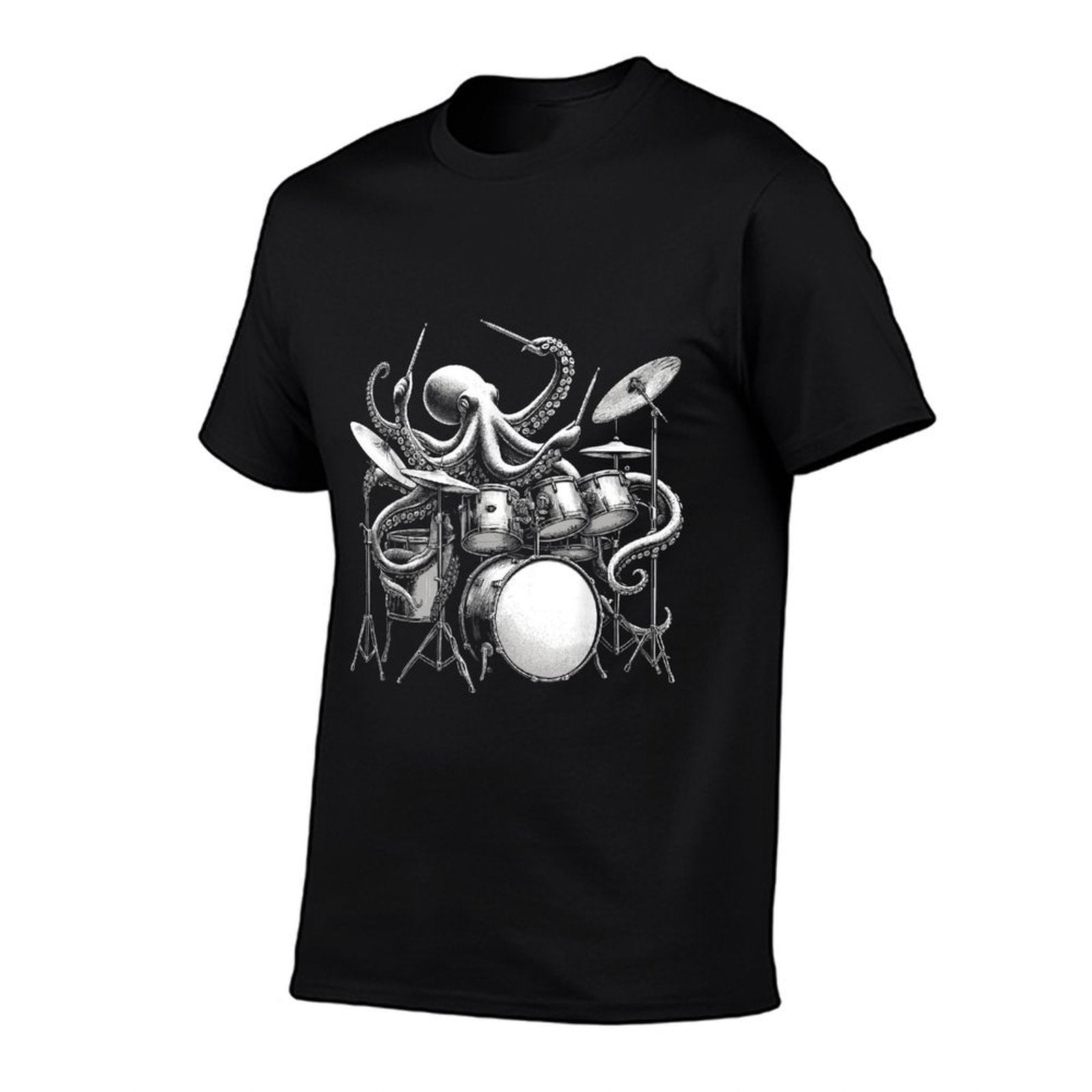 Octopus Playing Drums Retro Drummer  Heathered Texture T-Shirt