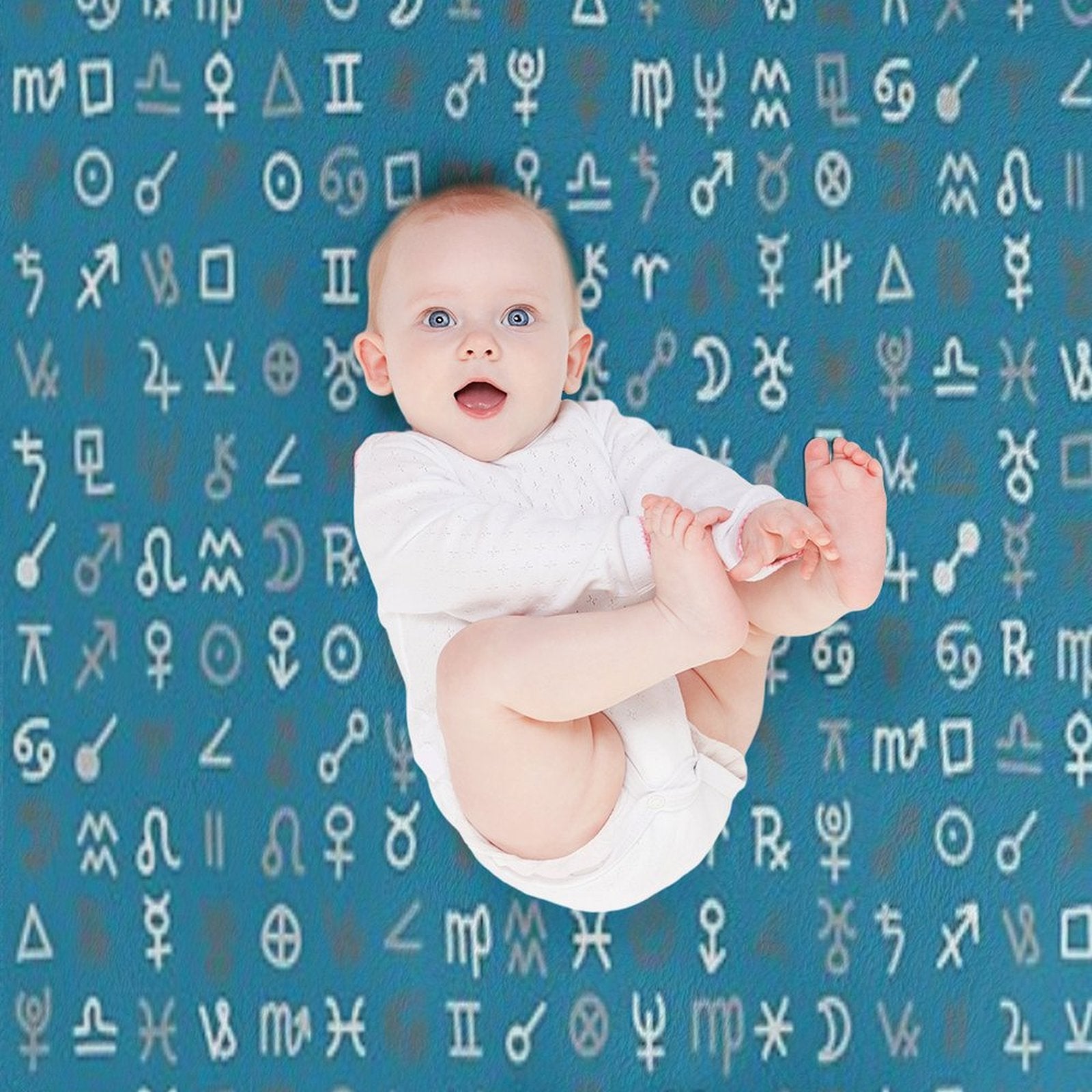 Astrology Symbols And Signs Blue Pattern Quick-dry Throw Blanket