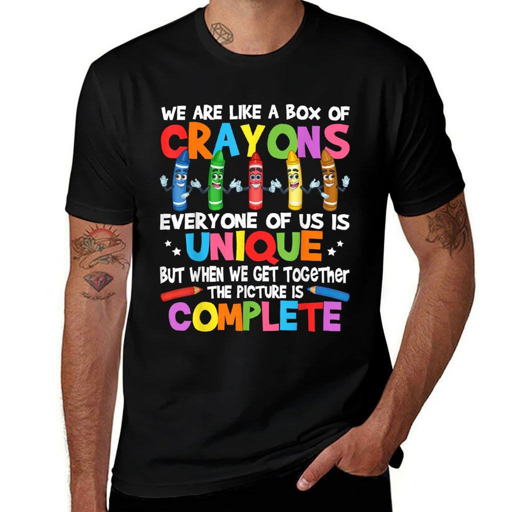 Funny Teacher We Are Like A Box of Crayons for Men Women Kids  Easy-care T-Shirt