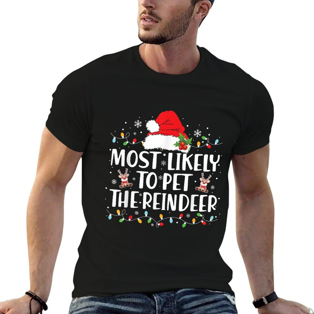 Most Likely to Pet The Reindeer Family Matching Christmas  Vintage-inspired T-Shirt