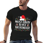 Most Likely to Pet The Reindeer Family Matching Christmas  Vintage-inspired T-Shirt