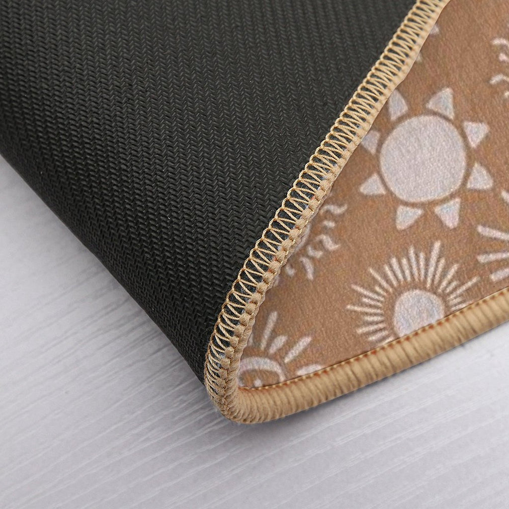 Magical Sun Bohemian Dreamy Aesthetic In Muted Colors Caramel Durable Bath Mat