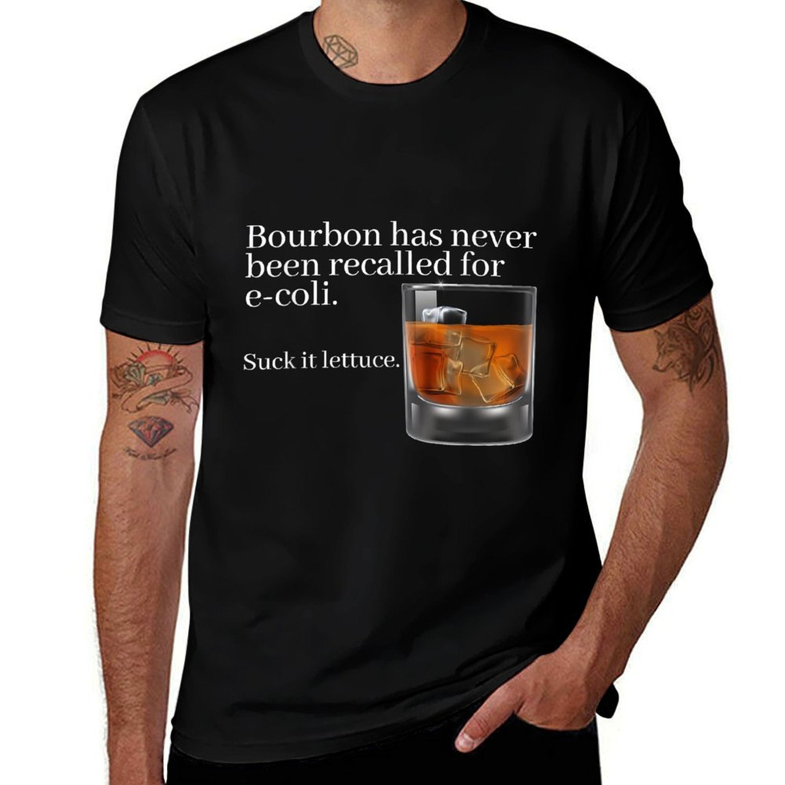 Bourbon Has Never Been Recalled for E-Coli - Funny Whiskey  Slim-fit Cut T-Shirt