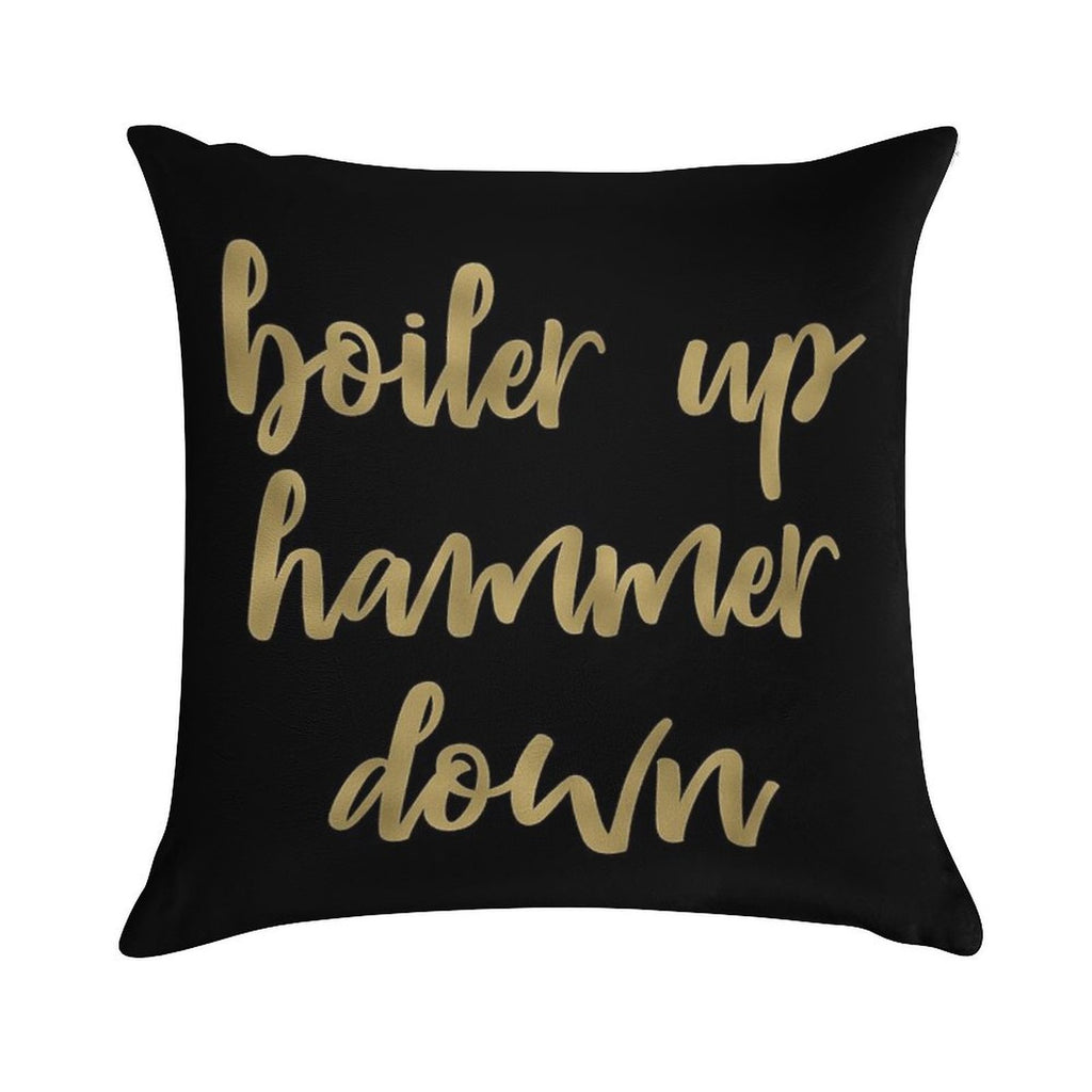 Boiler Up Hammer Down Purdue Gold Foil Soft Decorative Cover Throw Pillow