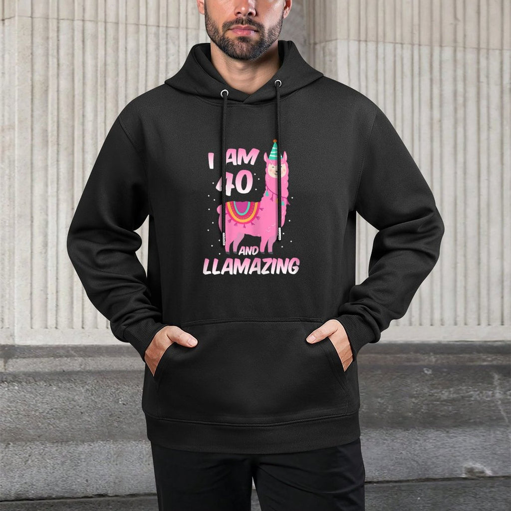 Womens I Am 40 Years Old And Llamazing Llama 40th Birthday Durable Construction Hoodie