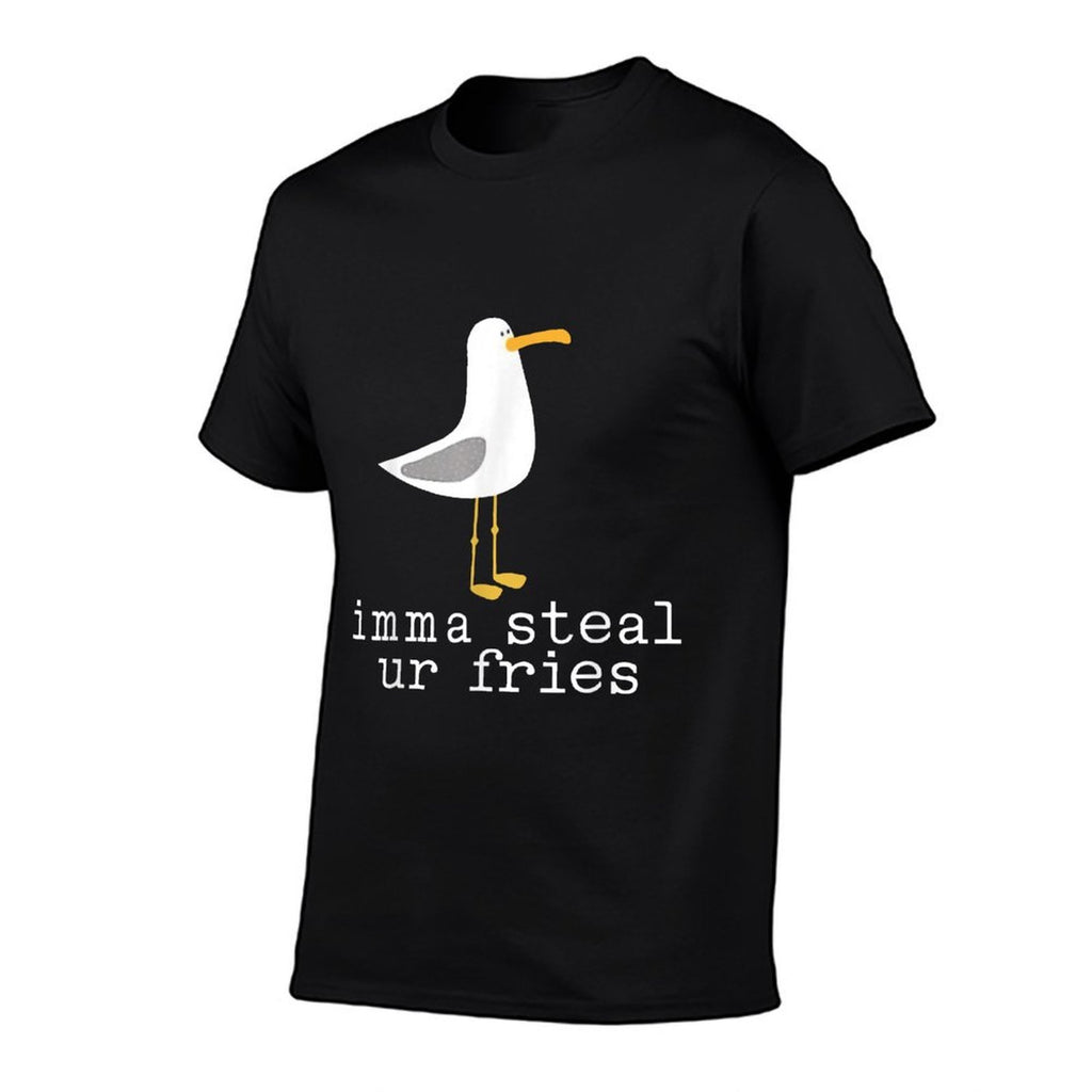 Imma Steal Ur Fries Funny Cute Seagull Bird Animal Lovers  Oversized Silhouette T-Shirt