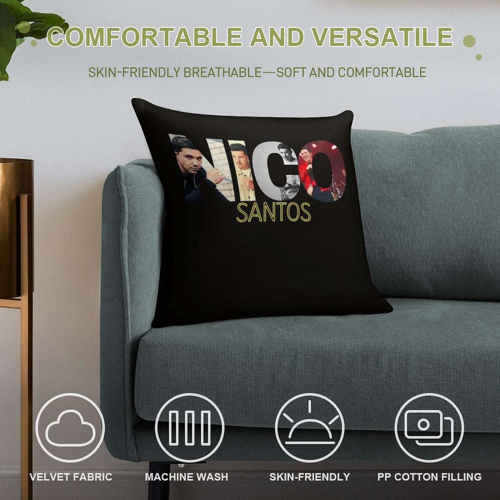 Nico Santos HD T - Shirt  Sticker Soft Luxury Feel Throw Pillow