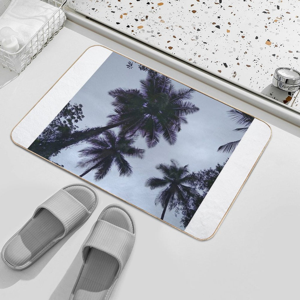 Beautiful Tall Coconut Trees on A Farm in The South of The Island St. Lucia  Absorbent Bath Mat