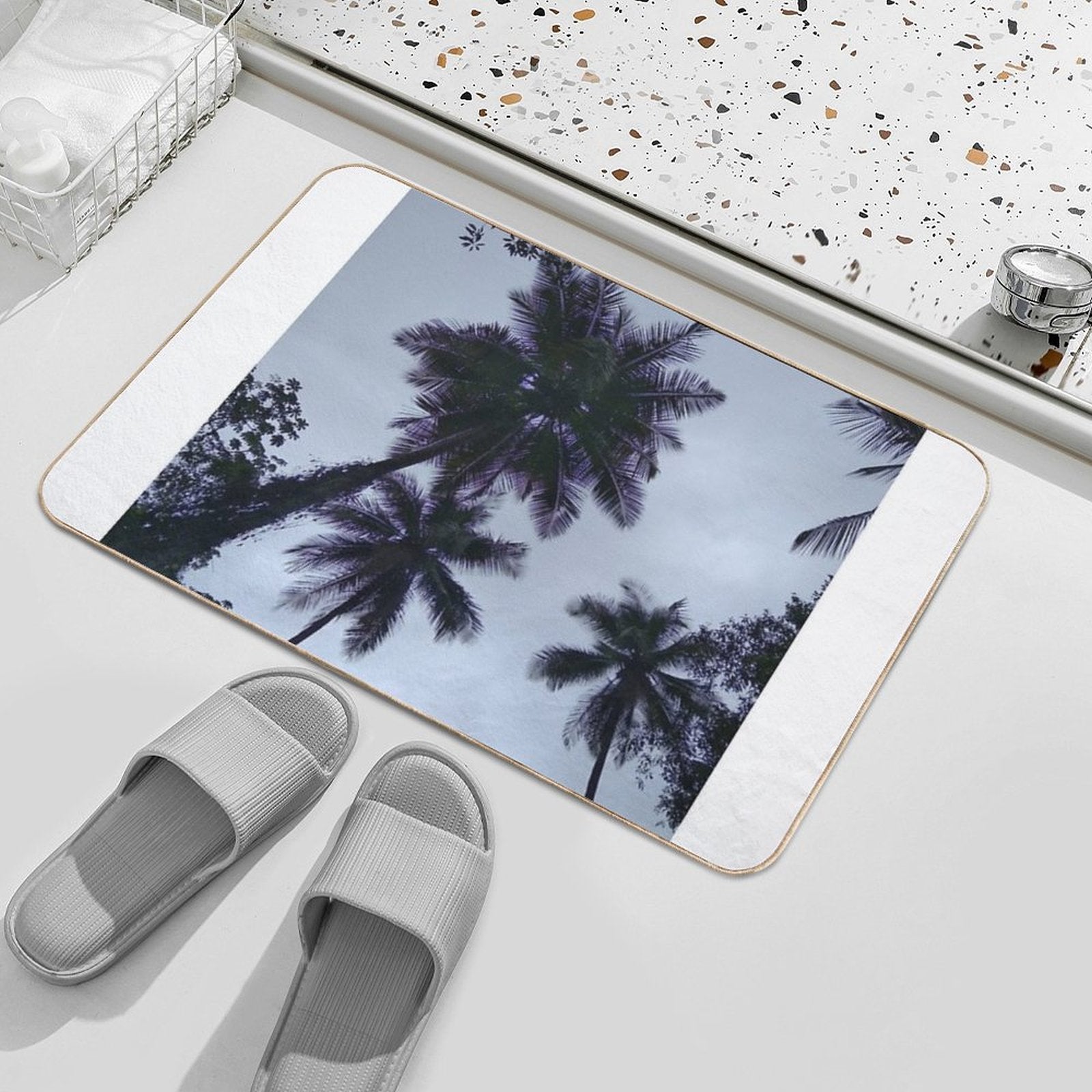 Beautiful Tall Coconut Trees on A Farm in The South of The Island St. Lucia  Absorbent Bath Mat