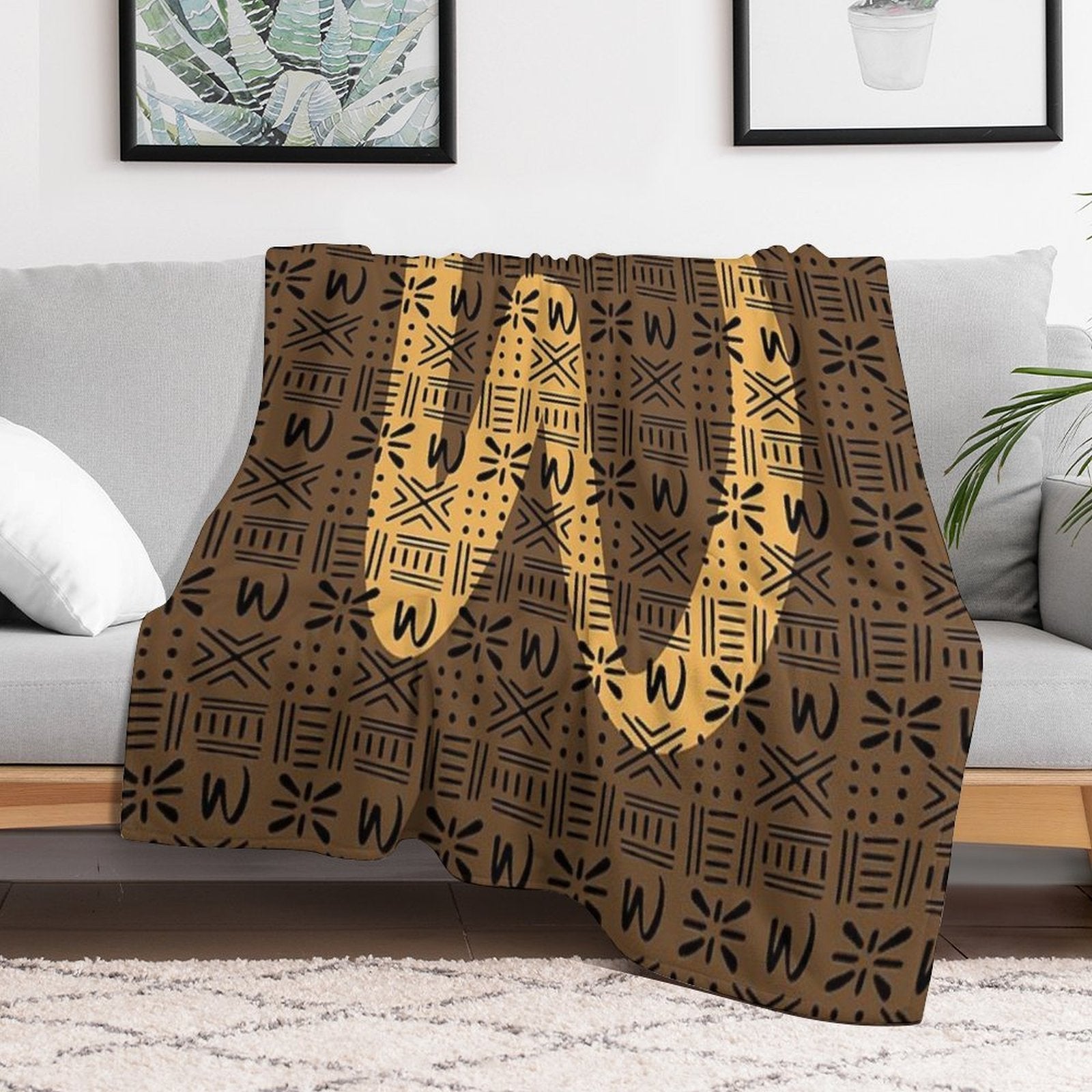 Bogolan Colored Art Anti-pilling Throw Blanket