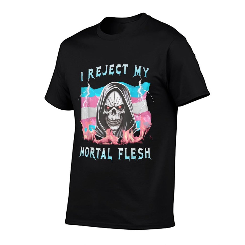 I Reject My Mortal Flesh Funny Transgender LGBT Trans Pride  Oversized Silhouette T-Shirt