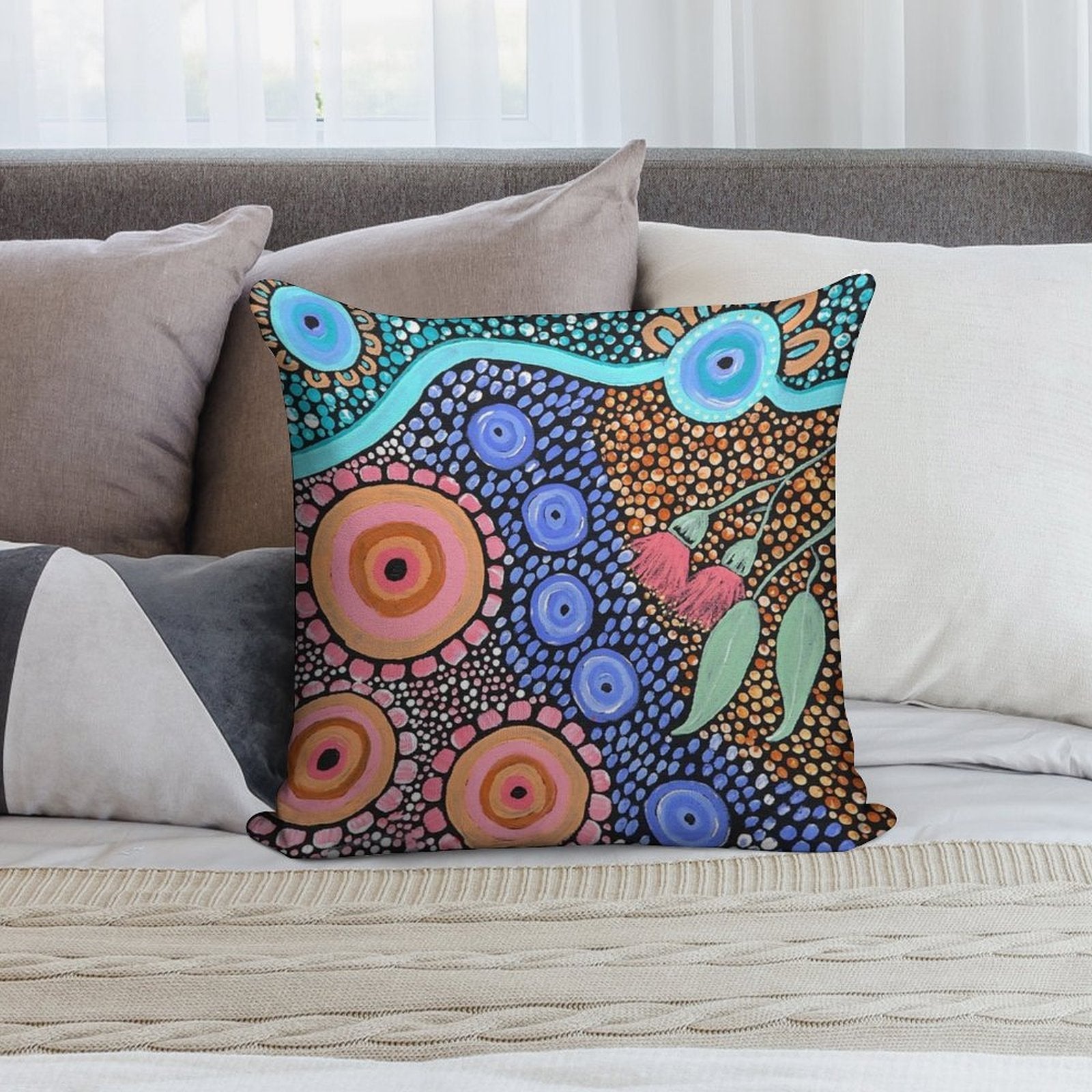 River Gathering Soft Easy Maintenance Throw Pillow