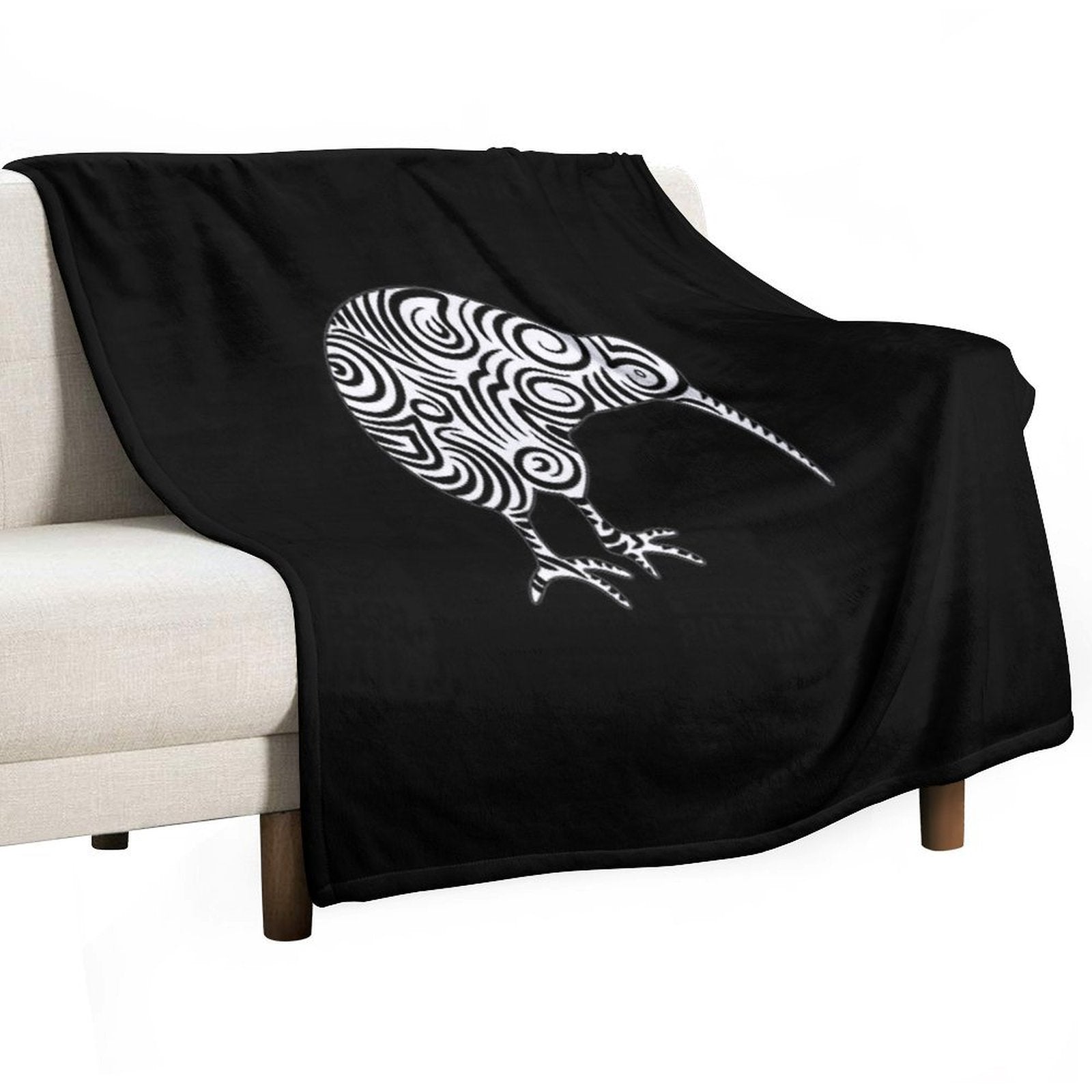 Kiwi Bird Aotearoa New Zealand Tribal Style Sustainable Throw Blanket