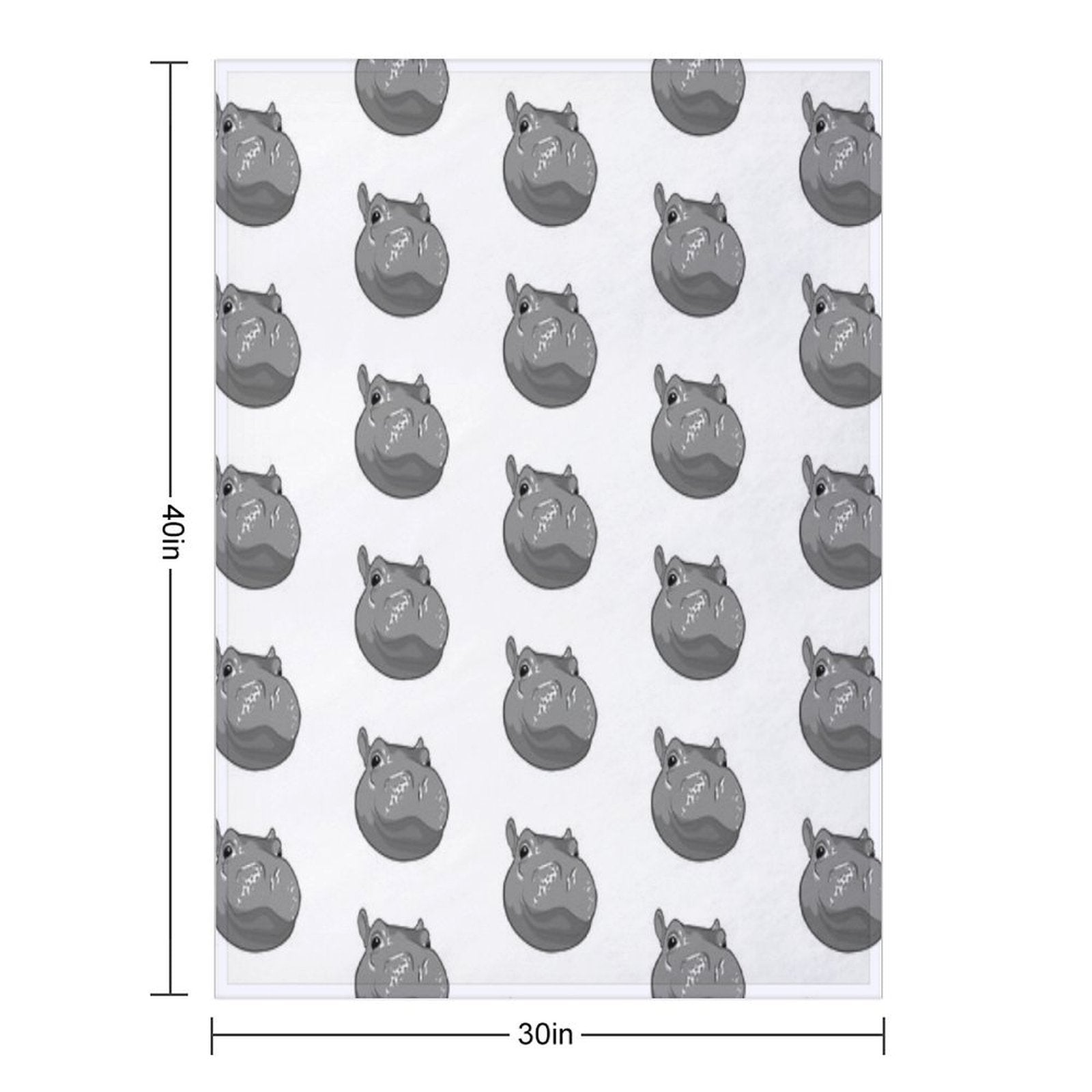 Hippo  Fiona  Cincinnati Zoo (white) Plush Throw Blanket