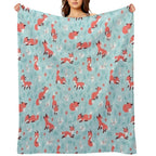 Fox And Bunny Pattern Durable Throw Blanket
