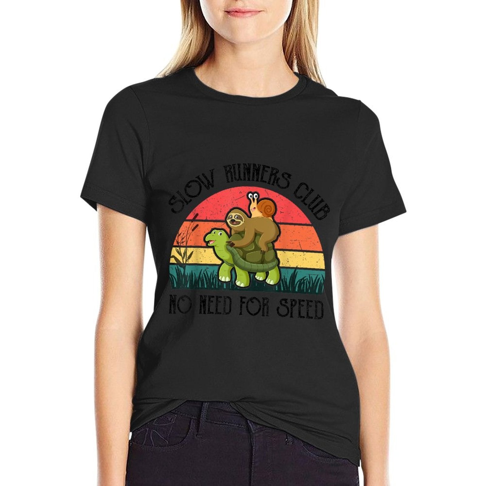 Funny Lazy Sloth Snail Riding Turtle Slow Runners Club  Classic T-Shirt