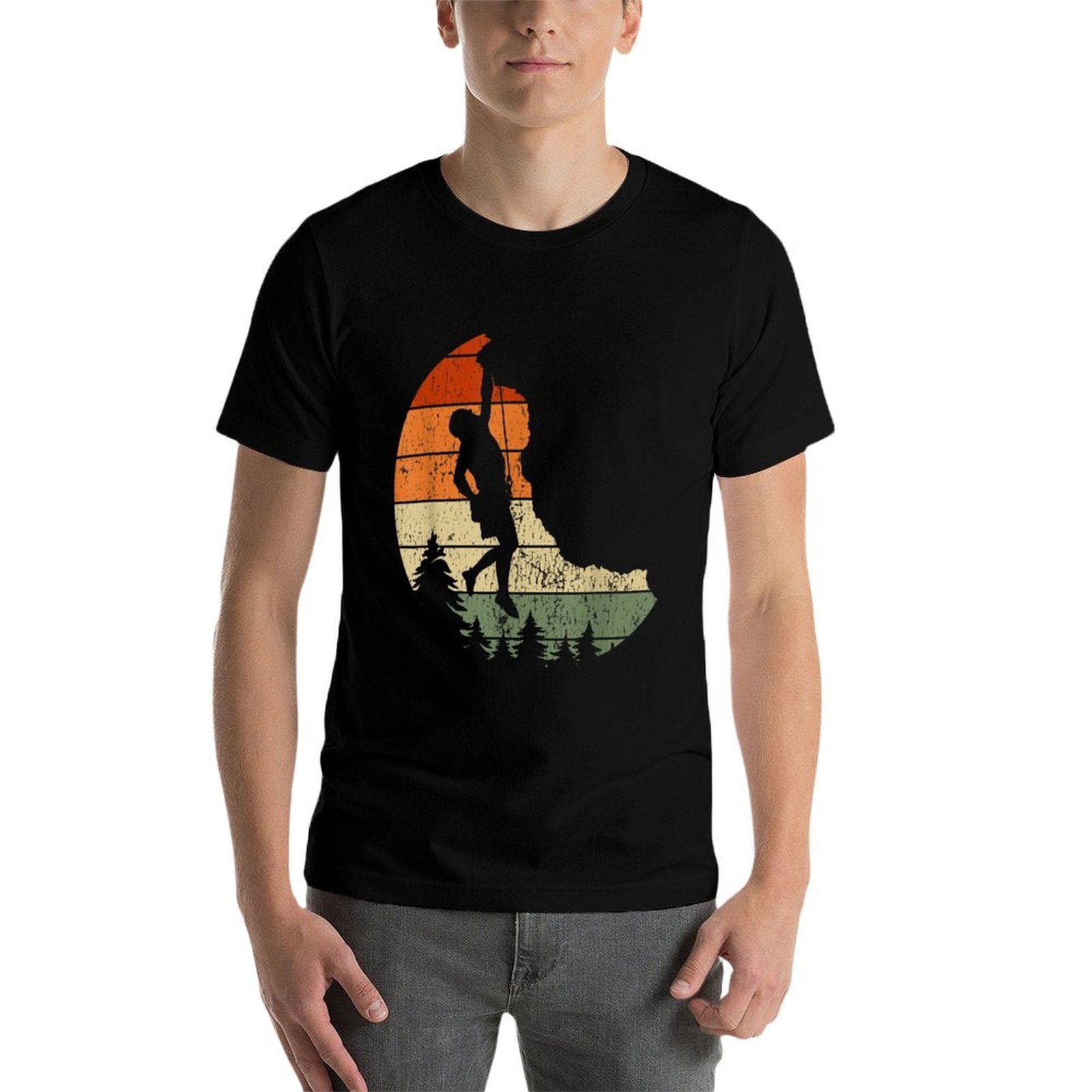 Retro Rock Climbing Vintage Climber  Oversized Silhouette T-Shirt